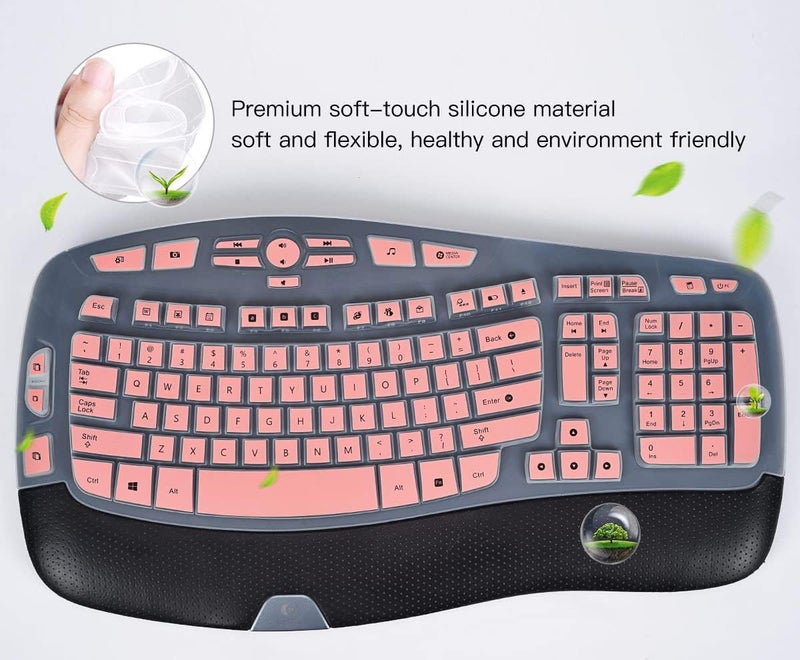 imComor Keyboard Cover for Logitech K350 MK550 MK570 Wireless Wave Keyboard Cover Skin Protector, Logitech K350 MK550 MK570 Accessories, Pink - Image 4